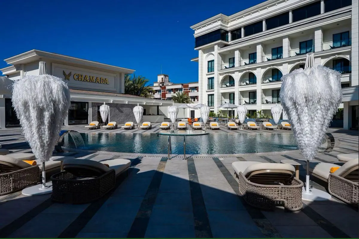Private luxury taxi arriving at Chamada Girne Hotel, a modern seafront hotel with rooftop pool in Kyrenia, North Cyprus