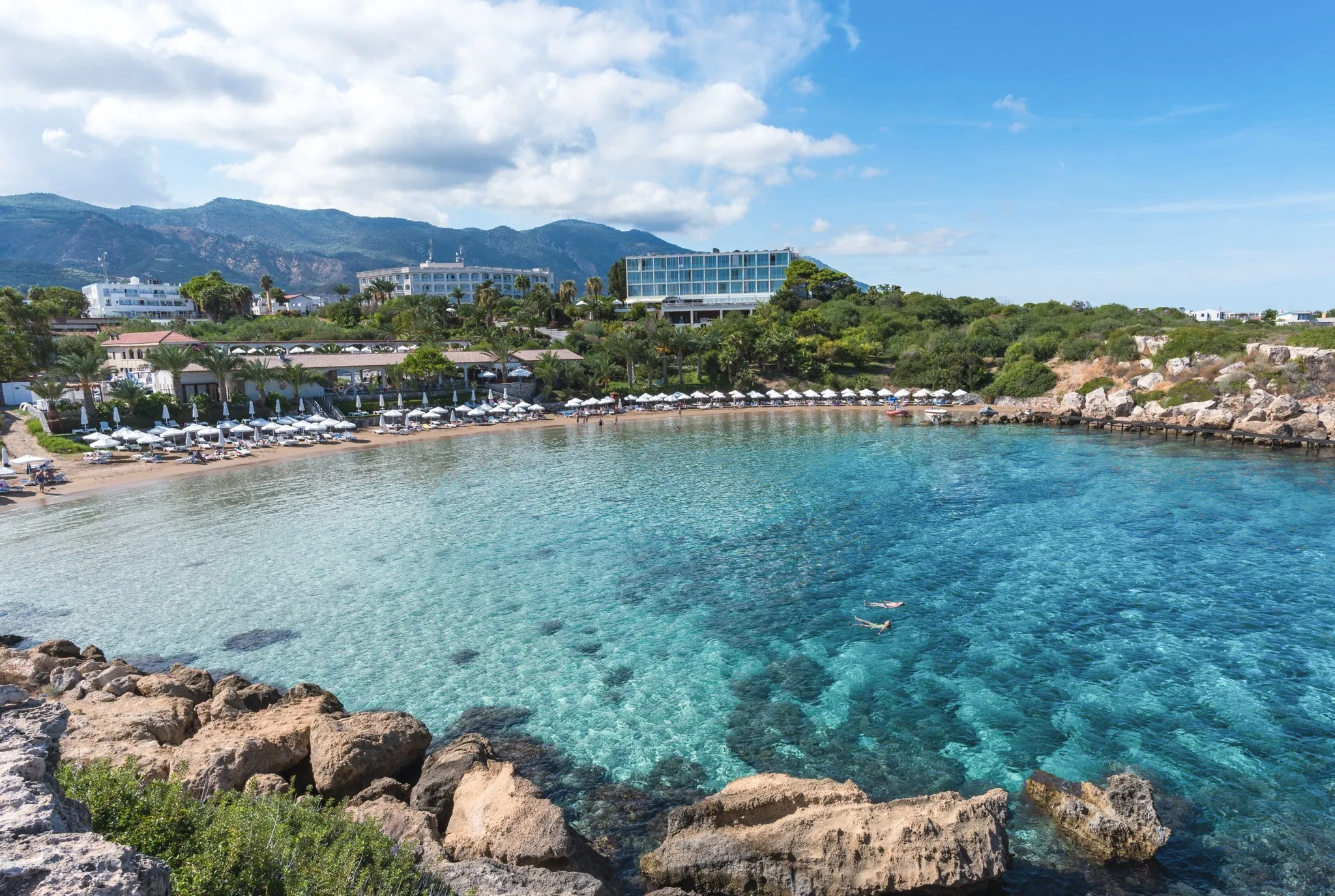 Private taxi arriving at Denizkizi Hotel, Kyrenia, North Cyprus beachfront resort